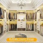 Unikito 75" Modular Closet Organizer System with Mirror & Drawers, 3-in-1 Freestanding Wardrobe Tower with Adjustable Shelves & Hanging Rods, Heavy-Duty Bedroom Storage for Walk-in Closets, White