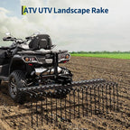 Tow Behind Landscape Rake, 48" Tow Dethatcher with 17 Steel Coil Tines, Lawn Dethatcher Rake Attaches to 48" or 60" Toolbars and 3-Point Suspension Systems, for Leaves, Pine Needles, and Grass, Black