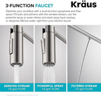 KRAUS Oletto 2-in-1 Commercial Style Pull-Down Single Handle Water Filter Kitchen Faucet for Reverse Osmosis or Water Filtration System in Spot-Free Stainless Steel, KFF-2631SFS