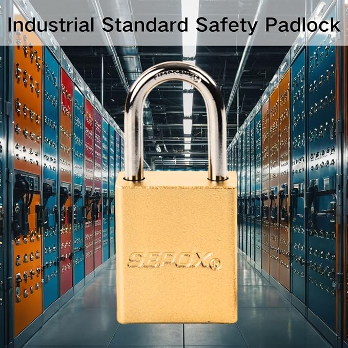 SEPOX® Ultra-Durable Anti-Rust Outdoor Padlock - Gold Aluminum 38mm 1-1/2" with Long Shackle & 3 Big Keys Ideal for Gate, Storage, Locker, Fence & Lock-Out, High Security