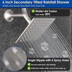 Enga Shower System Dual Shower Heads with 10+6" Dual Rain Shower Head with Handheld Spray for Two People, Wall Mount Shower Faucet Set with Valve Kit, Brushed Nickel
