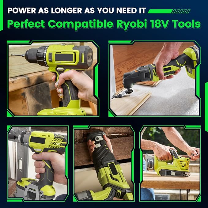 9.0Ah 18V P109 P108 P102 Replacement for Ryobi 18V Battery P103 P104 P105 P107 P106 18Volt ONE+ Lithium-Ion Cordless Power Tool Battery, 2Pack