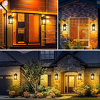 2 Packs Motion Sensor Outdoor Sconce - Advanced Dusk to Dawn Outdoor Lighting, Retro Motion Sensor Porch Light Fixtures, Black Waterproof Exterior Lantern Wall Mount for Garage, Outside, Anti-Rust