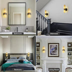 Alabaster Wall Sconces, 13in Black Alabaster Sconce, Modern Spanish Natural Marble Sconces Lights, Sconces for Bathroom Vanity Bedroom Living Room Staircases Hallway