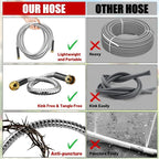 100 ft Garden Hose, Stainless Steel Metal Water Hose 100 Feet with Nozzle, Flexible, Rust Proof, No-Kink, Heavy Duty, Leakproof 3/4 in Fittings, Lightweight Metal Hose, BT100S Model