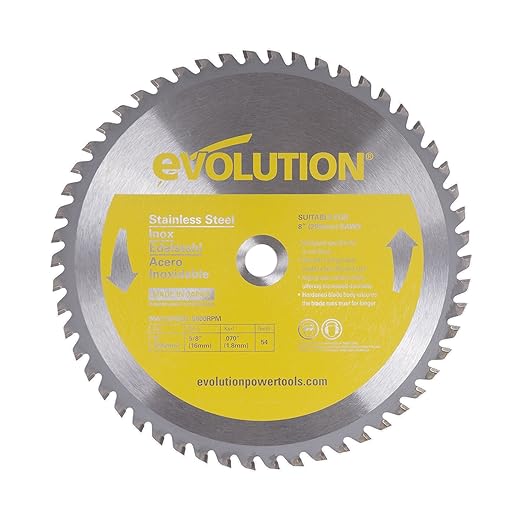 Evolution Power Tools 8BLADESS Stainless Steel Cutting Saw Blade, 8-Inch x 54-Tooth, Yellow