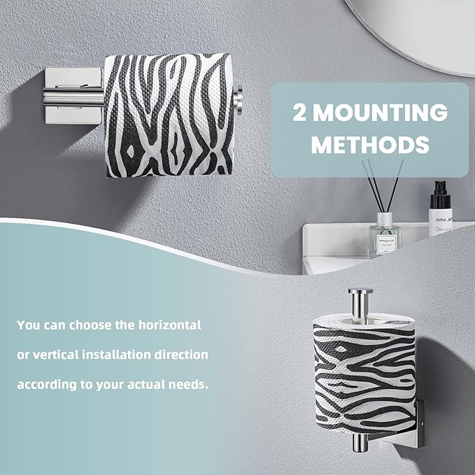 Suyar Bathroom Accessories Set Polished Chrome, SUS 304 Stainless Steel Bathroom Hardware Set 4 Pieces, Include Robe Hook, Toilet Paper Holder, Hand Towel Holder, Towel Bar, Wall Mounted