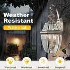 Outdoor Wall Lights, 20inch Large Exterior Lighting Fixtures, 2 Light Waterproof Wall Sconce with Glass Shades, Aluminium Outside Lanterns for Porch Farmhouse Patio Doorway Yard (E12 Base Max 40W)