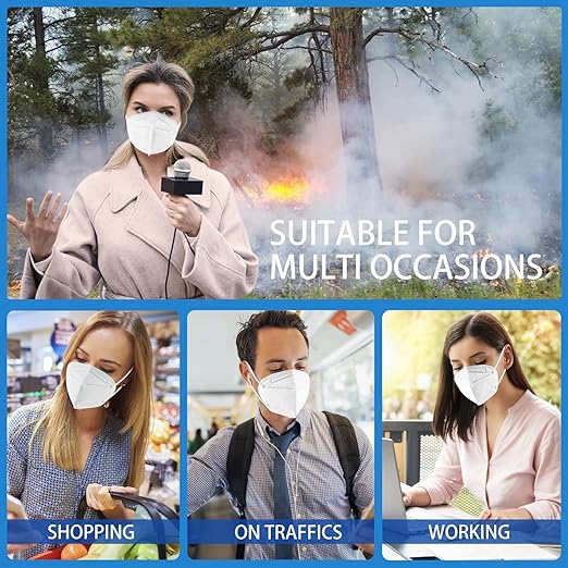 Hotodeal KN95 Face Mask 120 Pcs,White KN95 Mask,5 Layers Cup Dust Mask,for Men,Women,Healthcare Worker