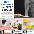 G-Promise All Metal 16 Inch Shower Head with Massage Mode Handheld, Rain Shower Head with Handheld Spray Combo, 3-Way Diverter with Pause Setting, 12 Inch Adjustable Extension Arm (Brushed Nickel)