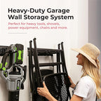 TIDYME Garage Tool Organizer Wall Mount - 80 inches - Sturdy Storage Rack with Adjustable Hooks, Anti-Rust - Easy Installation, 500lbs Capacity - Garden Tool Organizer (05 Racks & 10 Hooks)