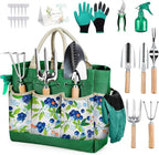 Gardening Tools Set, 11-Piece Heavy Duty Rust-Proof Garden Supplies Perfect Gardening Gifts for Women and Beginner, Green