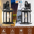 Black Exterior Light Fixtures 2-Pack, Anti-Rust Aluminum Outdoor Wall Lights for House Porch Lights IP65 Waterproof Clear Glass Outdoor Sconces Wall Mount Wall Lanterns, Matte Black