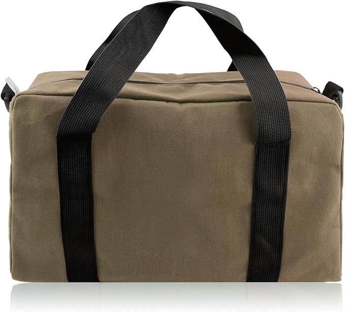 Small Tool Bag,Close Top Wide Mouth Tool Organizer Bag,Large Capacity Tool Bags for Men,Canvas Tool Storage Bag for Storage Handbag for Screwdrivers,Wrench,Pliers Hand Tools (Khaki, 16 Inch)