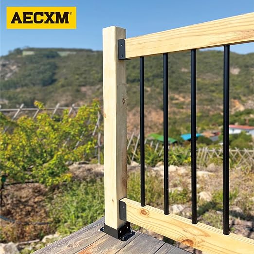 201 Stainless Steel 2" x 4" (Actually 1 ½" x 3 ½") Deck Railing Connector, for Deck Railing, Handrail, Barn and Beam end Connection Installation (36pc-Black)