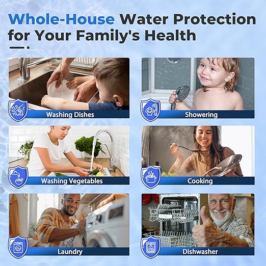 iSpring PFAS Whole House Water Filter System, SGS-Tested to Remove up to 99% PFOA & PFOS, 3-Stage Filtration Reduces Sediment, Chlorine, Taste & Odor, 20-Inch Filters, 1" Inlet/Outlet Model: WGB32B-PF