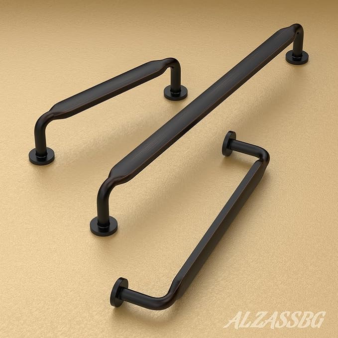 Alzassbg 6 Pack Oil Rubbed Bronze Cabinet Handles, 3-3/4 Inch(96mm) Hole Centers Arch Modern Cabinet Pulls Kitchen Cabinets Hardware for Cabinets and Drawers AL3503ORB