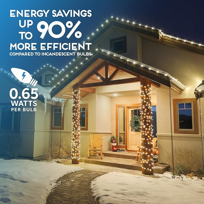 HLO Lighting Set of 500 Sun Warm White C9 Faceted LED Christmas Light Bulbs for Indoor & Outdoor Use | Durable Replacement Bulb