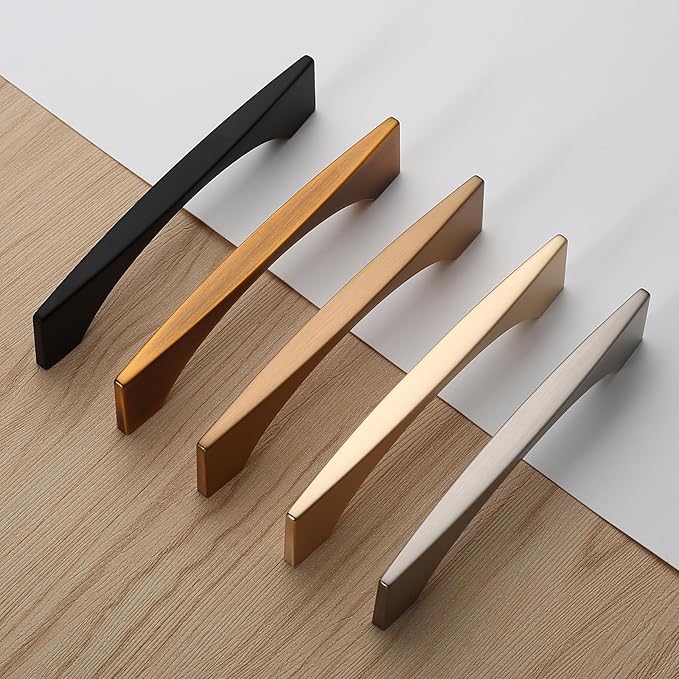 Asidrama 10 Pack 3.75 Inch(96mm) Brushed Brass Kitchen Cabinet Handles, Cabinet Pulls Kitchen Cabinet Hardware for Cupboard Drawer Pulls