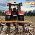 60 Inch 3 Point Tractor Rake, Pine Straw Needle Rake, Durable Powder Coated Steel Spring Landscape Rakes Fit for Cat0, Cat1, Orange