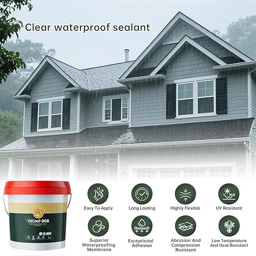 35 oz Transparent Waterproof Coating, Clear Liquid Sealant Invisible Waterproofing Adhesive Leak Repair Agent for Concrete, Wall, Wood, Brick, Water-Based Outdoor & Indoor Paint Sealer 1KG