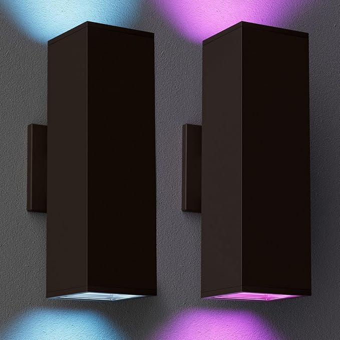 Outdoor Wall Lights with Dusk to Dawn Photocell Sensor, Exterior Light Fixture Wall Mount with A19 LED Bulbs, Up Down Outdoor Sconce Lights for House Porch Front Door 13" Height