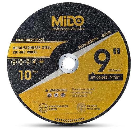 10 Pack Cut Off Wheels 9 Inch Cutting Wheel 9” x .075” x 7/8” Metal&Stainless Steel Cutting Disc Fit for Angle Grinder