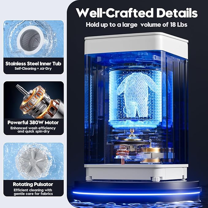 Auertech Portable Washer and Dryer Combo Set, 18 lbs Fully Automatic Washing Machine, 1.5CuFt Portable Dryers, Compact Washer and Dryer for Apartment, RV, Dorm