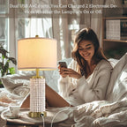 Wood Beaded Table Lamp Set of 2 for Living Room Bedroom Touch Control 3-Way Dimmable 24.5" Farmhouse Table Lamps Rustic Nightstand Bedside Lamps(2 Bulbs Included)