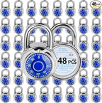 Combination Lock, LQYN Standard Dial Combination Lock, Pack of 48; Blue Turnplate, 2 in. Wide, Fixed Three Digital Combination, for School, Gym & Locker, Toolbox, Gate