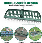 Artificial Turf Rake, 2 in 1 Turf Rake with Adjustable Steel Handle, 30" to 53" Long, 17.9 inch Wide for Artificial Grass and Lawn Leaf Removal, Carpet Rakes, Pet Hair Removal