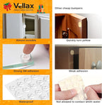 256 Self Adhesive Cabinet Door Bumpers – Sticky Clear Silicone Rubber Pads for Furniture Drawers, Kitchen Cabinets, Decor, Wall Protection – Vellax