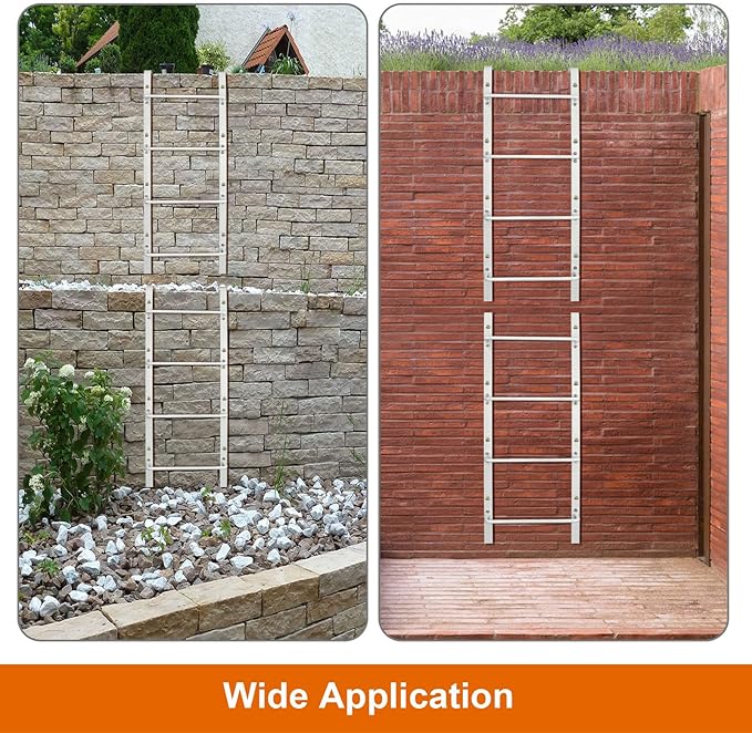 4-Rung Window Well Ladder Hooked, Heavy Duty Steel Fire Escape, Powder-Coated Basement Egress Wall Mounted, 45.2" Lx17.9 W, White