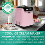 Whynter Ice Cream Maker Machine Automatic 1.28 Qt Upright with Built-In Compressor, LCD Digital Display & Timer, No Pre-Freezing, ICM-128BPS, Black/Pink