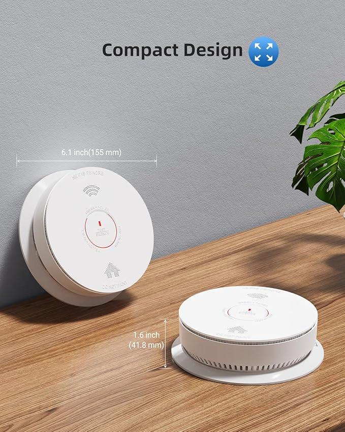 SITERWELL Hardwired Interconnected Smoke Detector Carbon Monoxide Detector Combo with 2 AA Batteries Back Up, 2 in 1 Smoke and CO Detector with Voice Alert, Smoke and CO Alarm with Self-Check, 1 Pack