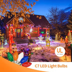 C7 LED Replacement Bulbs, 25 Pack Multicolor Christmas Light Bulbs for Outdoor String Lights, Patio Xmas Tree Holiday Party Wedding Prom Decor, E12 Candelabra Base