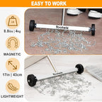 Toolwiz Magnetic Pick Up Sweeper 17-inch Heavy Duty Magnet Pickup Lawn Sweeper Roofing Tools, 8.8 Lbs Yard Magnet with Telescoping Holder and Wheels to Pick Up Nails Magnetic Sweeper for Construction