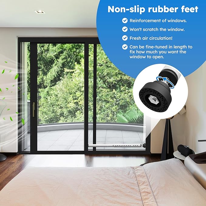 WooFog（Short）Security Bars for Sliding/Vertical Window, Adjustable Window Jammer Bars Security Inside,（Small）Window Guards for Home Security, 11" to 18" Anti Theft Window Safety Lock Bar -White 2 Pcs