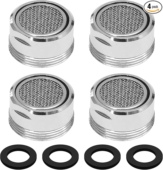 Litoexpe 51/64 Inch Faucet Aerator 4 PCS, Kitchen Sink Aerator Replacement Parts, Sink Faucet Male Thread Faucet Filter with Brass Shell and Gasket for Bathroom