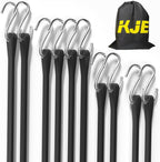 KJE 10Pack (10'', 15", 21", 31") Rubber Bungee Cords with S Hooks - Heavy Duty Black Bungee Straps, EPDM - Load 180 lbs, Outdoor Tie Downs, Securing Tarps & Canvases & Cargo in Cold Hot Climates