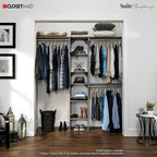 ClosetMaid SuiteSymphony Wood Closet Organizer Kit with Tower 3 Hang Rods, Top Shelves, Adjustable, Fits Spaces 5-9 ft. Wide, Graphite Grey