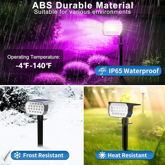 Solar Color Changing Spot Lights Outdoor Waterproof Colored RGB Solar Powered Landscape Lights for Yard 7 Lighting Modes Multicolor Solar Spotlights for Pathway Garden Outside (6 Pack)