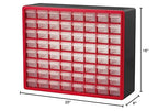 Akro-Mils 64-Drawer Plastic Drawer Storage Cabinet for Garage Organization, Bead Organizer, Building Bricks Storage, Teacher Toolbox, Makeup Organizer, 20-Inch W x 6-Inch D x 16-Inch H, 10164 Red