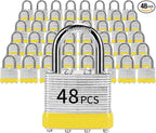 Padlocks with Same Key, LQYN 48 Pcs Laminated Keyed Padlock (1-9/16", 40mm), Keyed Alike Locks, Normal Shackle, for Storage Locker, Hasp Latch, Toolbox, Sheds