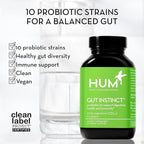 HUM Gut Instinct, Daily Probiotics for Digestive Health for Women and Men - Lactobacillus + Bifidobacterium Strains for Bloating, Immune Support + Healthy Gut Diversity (90-Count)