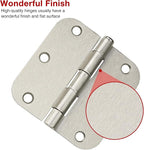 18 Pack Interior Satin Nickel Door Hinges Brushed 3.5 Inch x 1/2" Rounded 5/8 Radius for Doors 3 ½ Inch Heavy Duty Steel Iron Hardware Fittings House Villa Cando Loft Room Ironmongery Sliver Hinge