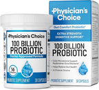 Physician's CHOICE 100 Billion Advanced Probiotic - 16 Strains + Organic Prebiotics - Digestive & Gut Health - Supports Occasional Constipation, Diarrhea, Gas & Bloating - Probiotics for Women & Men