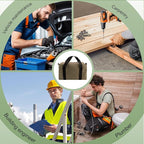 Small Tool Bag,Close Top Wide Mouth Tool Organizer Bag,Large Capacity Tool Bags for Men,Canvas Tool Storage Bag for Storage Handbag for Screwdrivers,Wrench,Pliers Hand Tools (Khaki, 12 Inch)