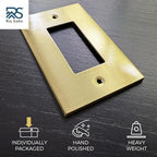 Rio Salto Modern Edge Metal Brass Gold Wall Outlet Cover or Light Switch Cover Rocker Decora Electrical Switch Covers Decorator Plug Wall Plate MIDSIZE Covers Gold (Rocker 1-Gang)