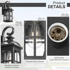 Darkaway Outdoor Wall Lights, Exterior Light Fixture with Seeded Glass, Aluminum Anti-Rust Exterior Lights Sconces Lighting for House Porch Yard Hallway Doorway Garage